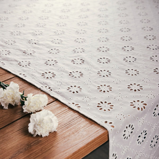 Obrus Homla Fari z haftem angielskim Biały 130 x 180 cm (5906496739705) - obraz 4