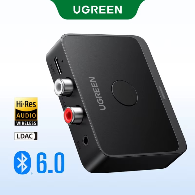 Приемник адаптер UGREEN BT505 Bluetooth 6.0 Receiver LDAC для авто, наушников, стереосистем - изображение 2