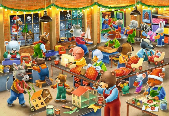 Пазл Ravensburger Різдвяна майстерня 2 x 12 елементів 12004047 (4005555040477) - зображення 3