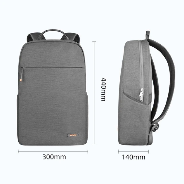 Серый рюкзак для ноутбука Wiwu Pilot Backpack 15.6 дюймов для студентов и деловых поездок - изображение 7
