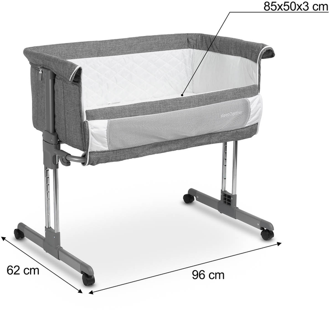 Ліжечко приставне Caretero Sleep2gether Графітове (5902021529353) - зображення 9