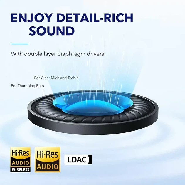 Бездротові навушники Anker SoundCore Space Q45, Black, ANC, Hi-Res Wireless, 50H, Multipoint - Фото 6 Бездротові навушники Anker SoundCore Space Q45, Black, ANC, Hi-Res Wireless, 50H, Multipoint - зображення 6