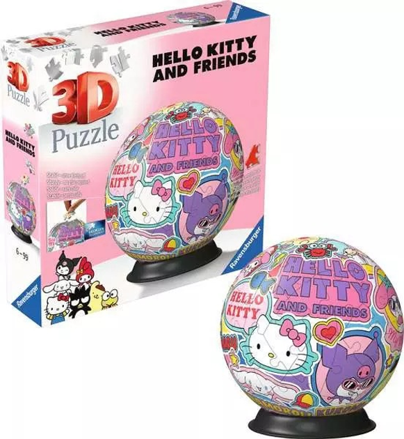 Пазл 3D Ravensburger Куля Hello Kitty 72 елементи 11630 (4005556116300) - зображення 3