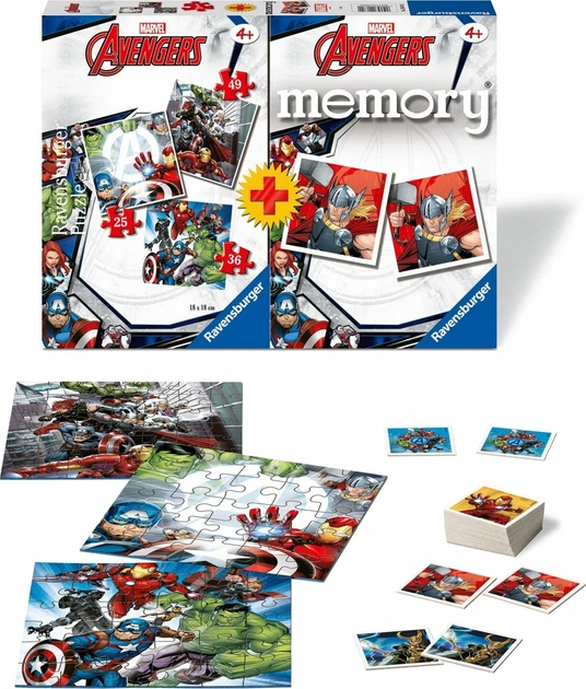Пазл Ravensburger 3в1 Marvel Avengers + Memory 25/36/49 елементів 20674 (4005556206742) - зображення 2