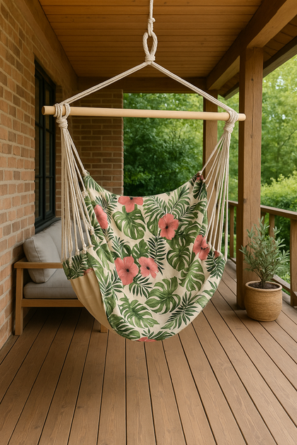 Подвесное кресло-гамак Jumi Garden Tropical с чехлом до 100 кг - изображение 12
