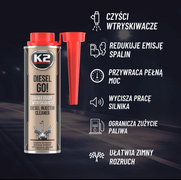 Присадка до пального K2 T321 DIESEL GO очищувач 250 мл (5906534018489) - зображення 5