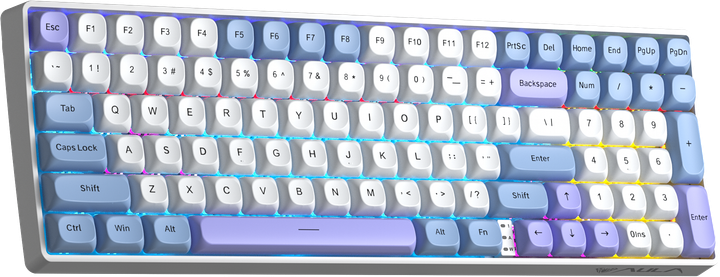 Клавиатура беспроводная AULA S100pro KRGD Red Switch Bluetooth/2.4G/Type-C White - Blue RGB (6948391205762) - Фото 3 Клавиатура беспроводная AULA S100pro KRGD Red Switch Bluetooth/2.4G/Type-C White - Blue RGB (6948391205762) - изображение 3