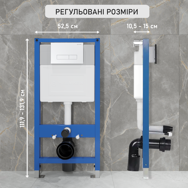 Инсталляция Helmken 38098001 с панелью смыва + звукоизоляция и комплект креплений - изображение 3