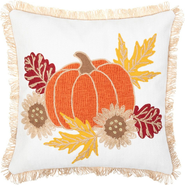 Poszewka Homla Neser z wyszywanymi dyniami Biała 45 x 45 cm (5906496704772) - obraz 1