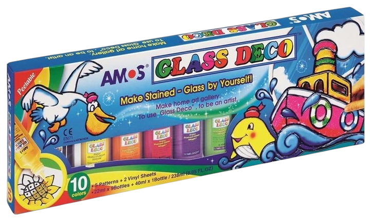 Набір для дитячої творчості Amos Glass Deco Море, 10 кольорів по 22 мл 910170 (8802946500376) - зображення 1