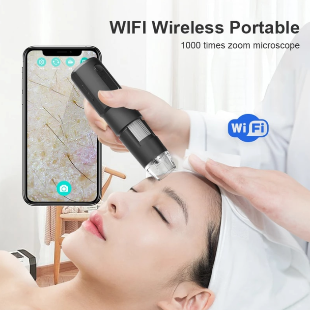 Wi-Fi цифровой электронный микроскоп 1000Х для косметологов, пайки, телефона, детей WS70C Black - изображение 2