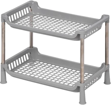 Етажерка Fabrika Home 2-х ярусна 27.5 х 17 х 22 см Сіра (FK0247) - Фото 1 Етажерка Fabrika Home 2-х ярусна 27.5 х 17 х 22 см Сіра (FK0247) - изображение 1