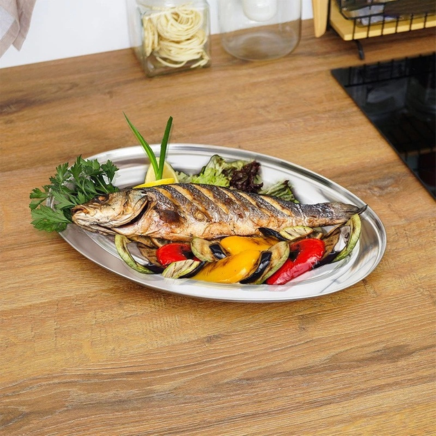 Zestaw tac do serwowania Excellent Houseware owalnych stalowych 3 szt (8718158922007) - obraz 9