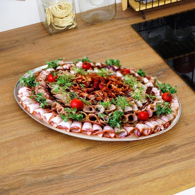 Zestaw tac do serwowania Excellent Houseware owalnych stalowych 3 szt (8718158922007) - obraz 10