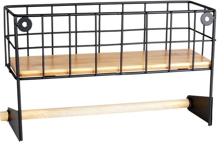 Тримач для паперових рушників Vilde з полицею металевий чорний 32 x 10 x 18 см (5904316422936) - зображення 8