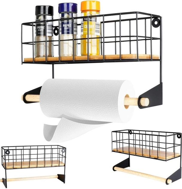 Тримач для паперових рушників Vilde з полицею металевий чорний 32 x 10 x 18 см (5904316422936) - зображення 13