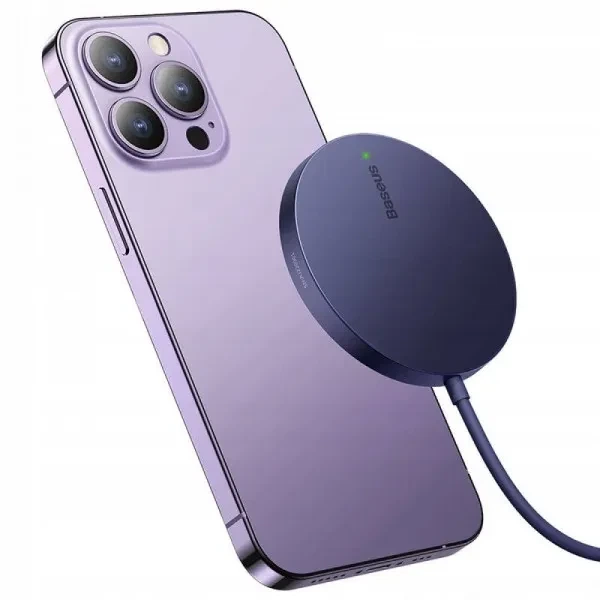Беспроводное Зарядное Устройство Baseus Simple Mini3 Magnetic Wireless Charger 15W purple - изображение 3
