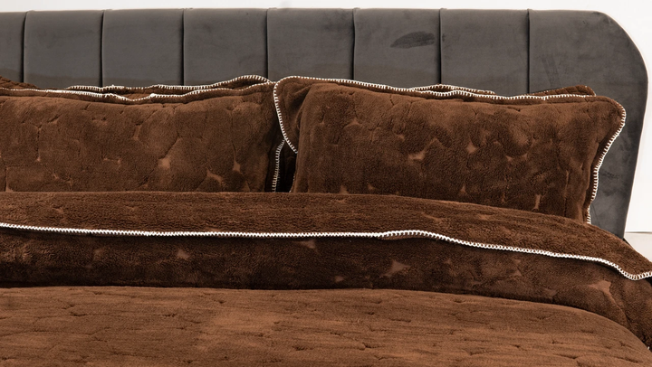 Покривало Zeron 120086347 Двоспальний Євро Велсофт Коричневий 2 шт. - изображение 4