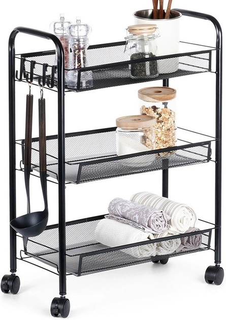 Візок для зберігання Vilde металевий чорний 3-рівневий 44 x 26 x 63 см (5904316472221) - зображення 2