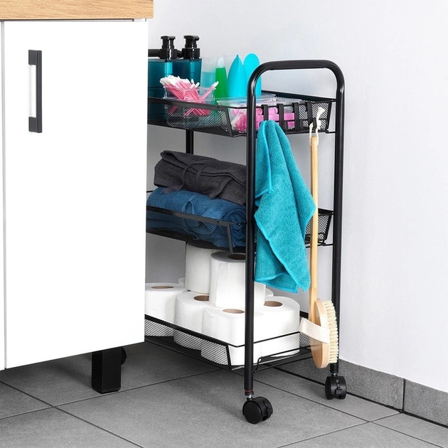 Візок для зберігання Vilde металевий чорний 3-рівневий 44 x 26 x 63 см (5904316472221) - зображення 6