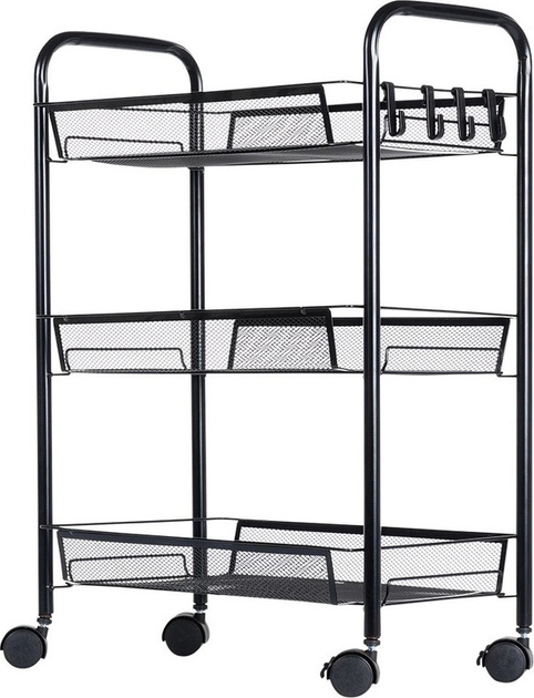 Візок для зберігання Vilde металевий чорний 3-рівневий 44 x 26 x 63 см (5904316472221) - зображення 9