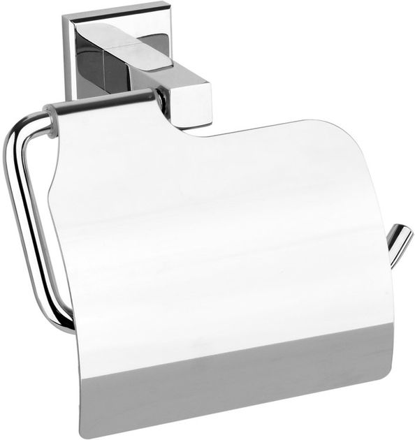 Uchwyt na papier toaletowy Fala Quad Chrom z klapką 69315 (5906083028182) - obraz 1