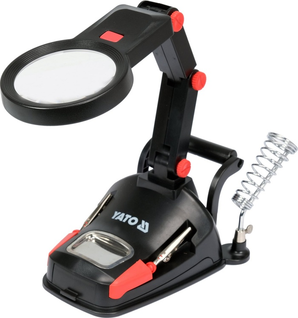 Тримач третя рука YATO з подвійною лупою з LED підсвічуванням (YT-73861) - зображення 1