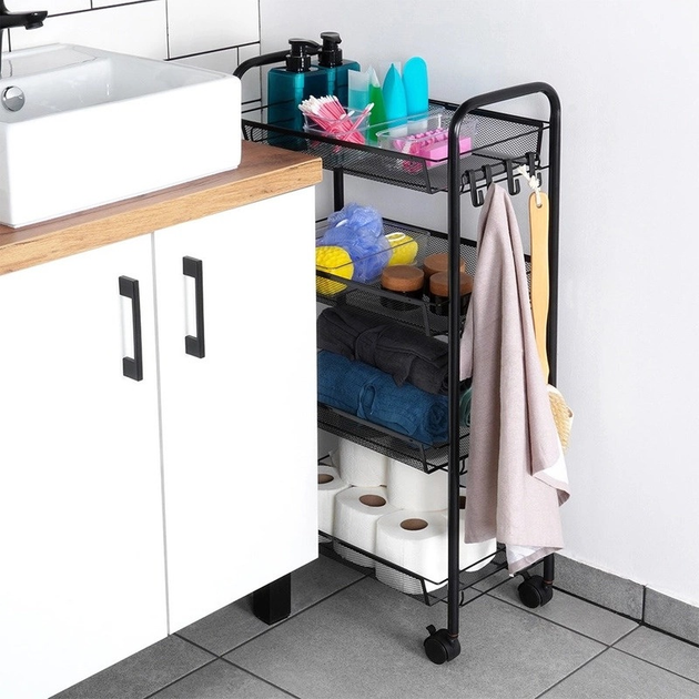 Візок для зберігання Vilde металевий чорний 4-рівневий 44 x 26 x 84 см (5904316472214) - зображення 6