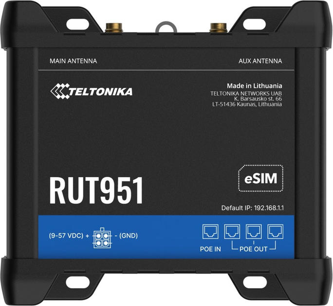 Router Teltonika RUT951 PoE+ (RUT951B10K00) - obraz 1