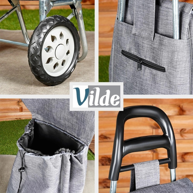 Візок з сумкою для покупок Vilde сірий 30 л (5904316493523) - зображення 4