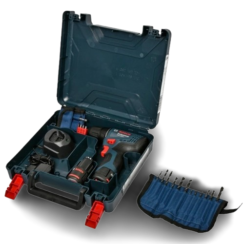 Аккумуляторный шуруповерт Bosch GSR 120-LI 12V с 2 АКБ 2.0Ah зарядным устройством и набором бит и сверл 23 шт 0–1500 об/мин (06019G8002) - изображение 2
