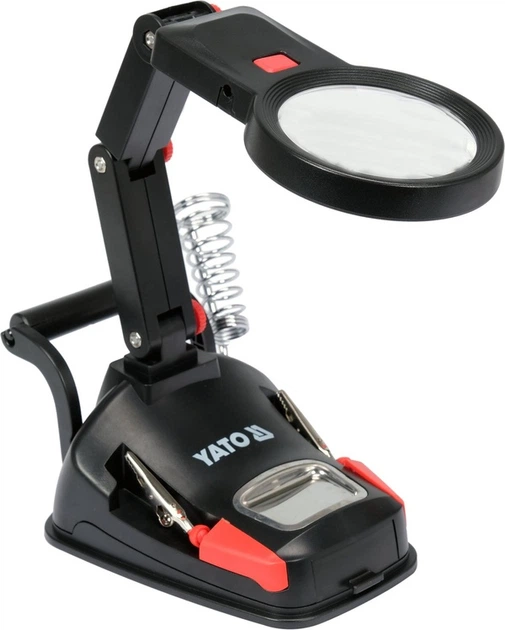 Uchwyt typu trzecia ręka YATO z podwójną lupą z podświetleniem LED (YT-73861) - obraz 2