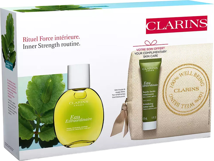 Набір для жінок Clarins Eau Extraordinaire Туалетна вода 100 мл + Молочко для душу 30 мл + Косметичка (3666057143786) (955555909939322) - Уцінка - зображення 1