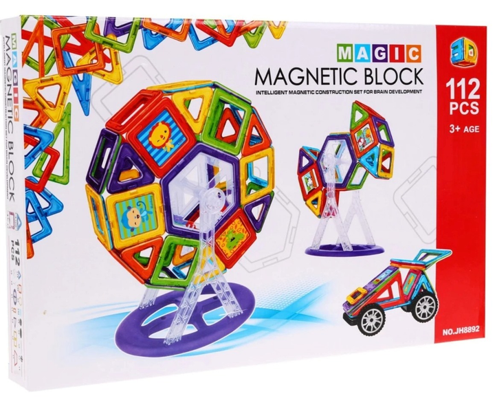 Klocki konstrukcyjne Magnetyczne 112 elementów (ZKL.JH8892) (5903864902129) - obraz 1