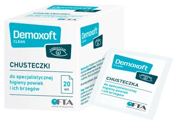 Chusteczki do higieny powiek Demoxoft Clean 20 szt (5906190431912) - obraz 1
