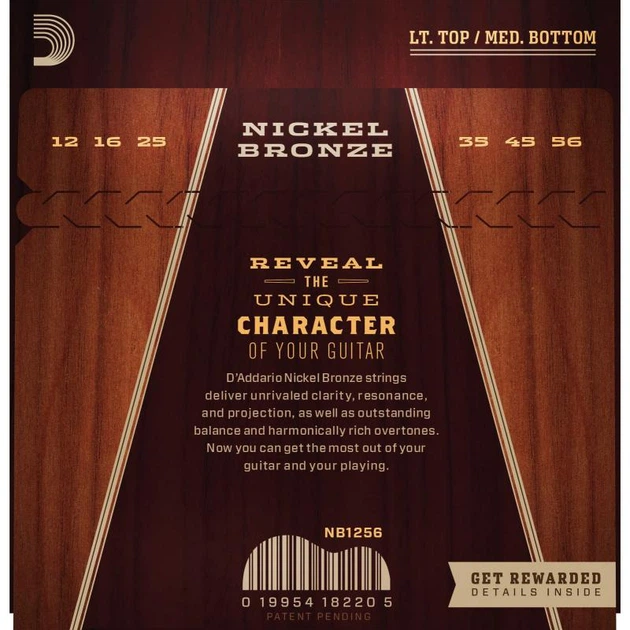 Струни для акустичної гітари D'Addario NB1256 Nickel Bronze Light Medium 12/56 - Фото 2 Струни для акустичної гітари D'Addario NB1256 Nickel Bronze Light Medium 12/56 - зображення 2