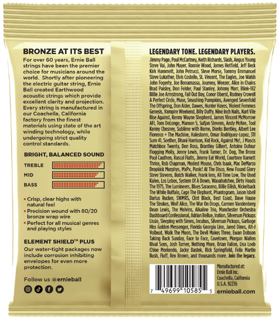 Струны для акустической гитары Ernie Ball 2007 Earthwood 80/20 Bronze Light 11.5/54 - Фото 2 Струны для акустической гитары Ernie Ball 2007 Earthwood 80/20 Bronze Light 11.5/54 - изображение 2