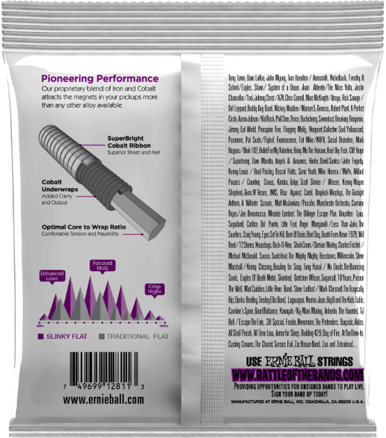 Струны для бас-гитары Ernie Ball 2811 Cobalt Slinky Flatwound 55/110 - Фото 2 Струны для бас-гитары Ernie Ball 2811 Cobalt Slinky Flatwound 55/110 - изображение 2