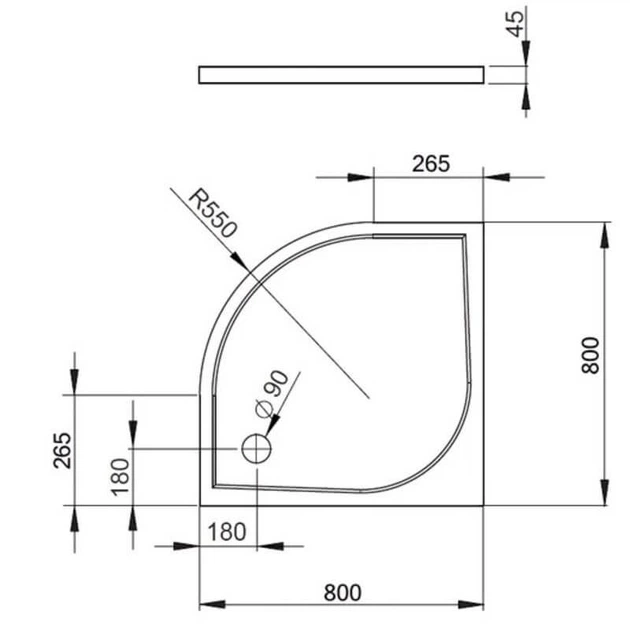 Душовий піддон Radaway Delos A 800x800x45 Білий (SDA0808 01) - изображение 2
