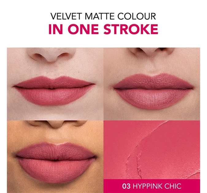 Bourjois Rouge Velvet Lipstick Матовая помада для губ № 03 "Hyppink Chic" - Фото 3 Bourjois Rouge Velvet Lipstick Матовая помада для губ № 03 "Hyppink Chic" - изображение 3
