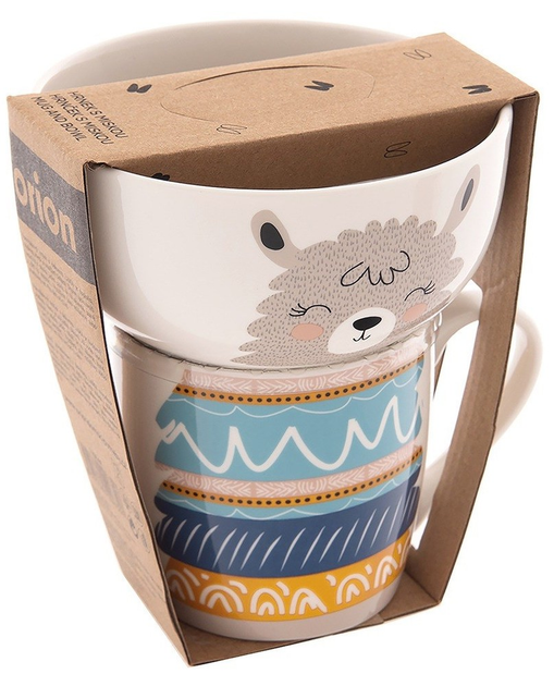 Zestaw Kubek z miseczką Orion dla dziecka porcelanowy lama 2 el (8592381206307) - obraz 4