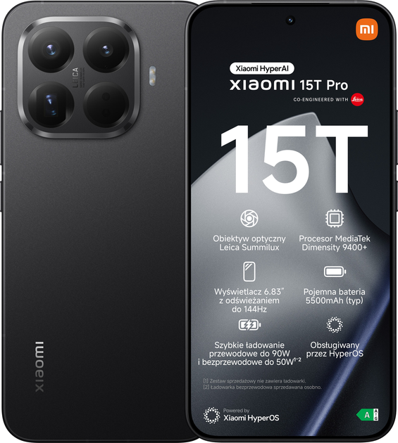 Smartfon Xiaomi 15T Pro 12GB/1TB Black (MZB0KU6EU) - obraz 1