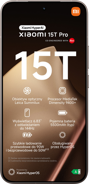 Smartfon Xiaomi 15T Pro 12GB/1TB Mocha Gold (MZB0KV1EU) - obraz 2