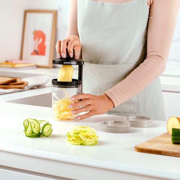 Szatkownica Nava Misty do warzyw i owoców z pojemnikiem spiralna 3 w 1 20 cm (5205746907025) - obraz 3