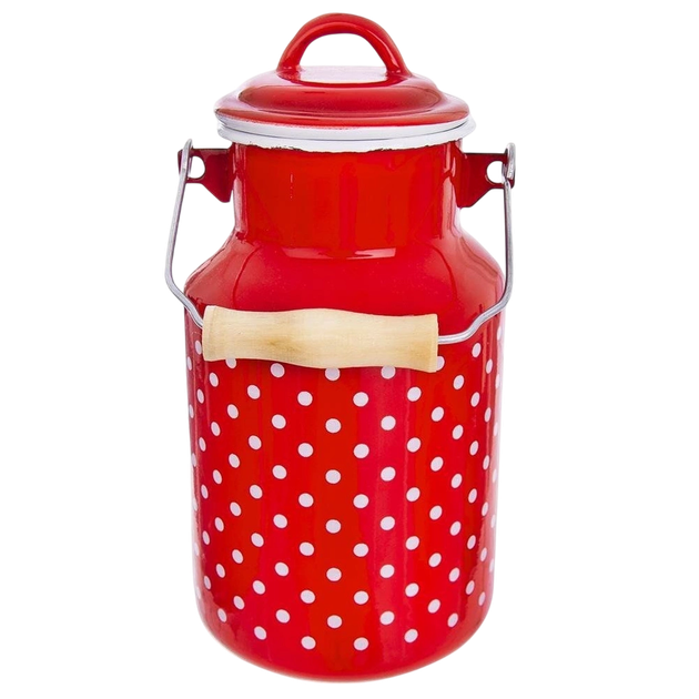 Бідон для молока Orion Tecka емальований червоний горошок 2 л (8592381160333) - зображення 1