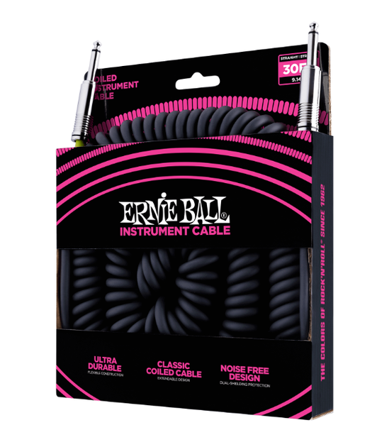 Інструментальний кабель Ernie Ball 6044 Coiled Instrument Cable Straight/Straight - Black 9м (30ft) - зображення 3