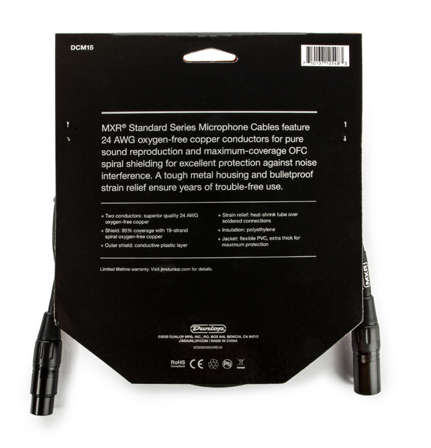 Мікрофонний кабель Dunlop MXR DCM15 Microphone Cable 4,5м (15ft) - Фото 2 Мікрофонний кабель Dunlop MXR DCM15 Microphone Cable 4,5м (15ft) - зображення 2