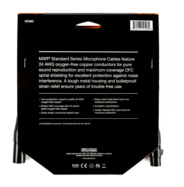 Кабель микрофонный Dunlop MXR DCM5 Microphone Cable 1,5м (5ft) - Фото 2 Кабель микрофонный Dunlop MXR DCM5 Microphone Cable 1,5м (5ft) - изображение 2