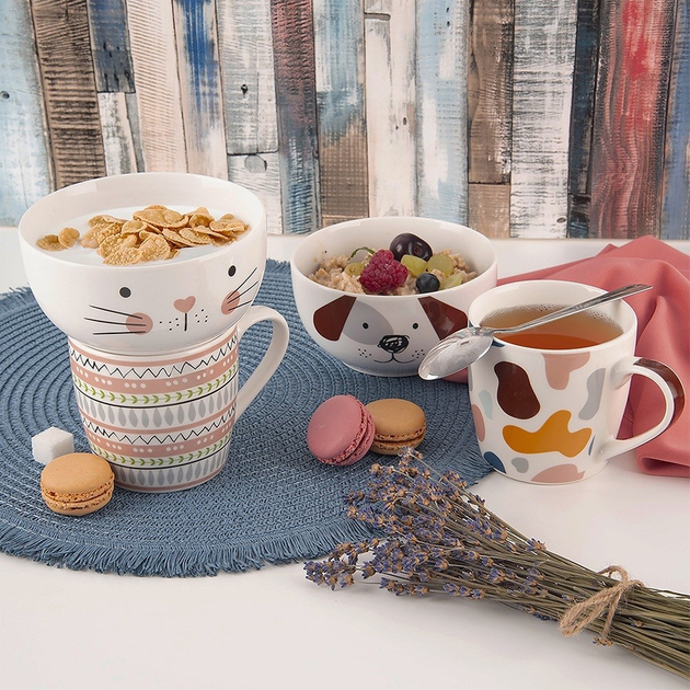 Zestaw Kubek z miseczką Orion dla dziecka porcelanowy kot 2 el (8592381206277) - obraz 2