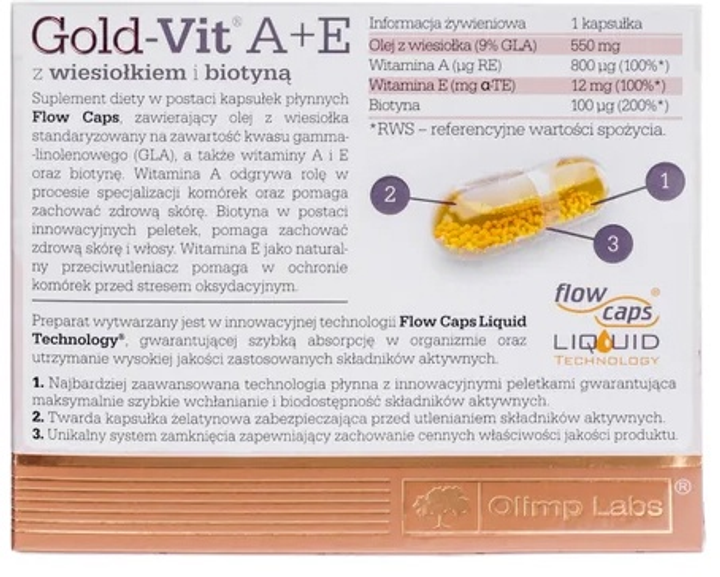 Kompleks witaminowy Olimp Labs Gold-Vit A + E 30 kapsułek (5901330034510) - obraz 2